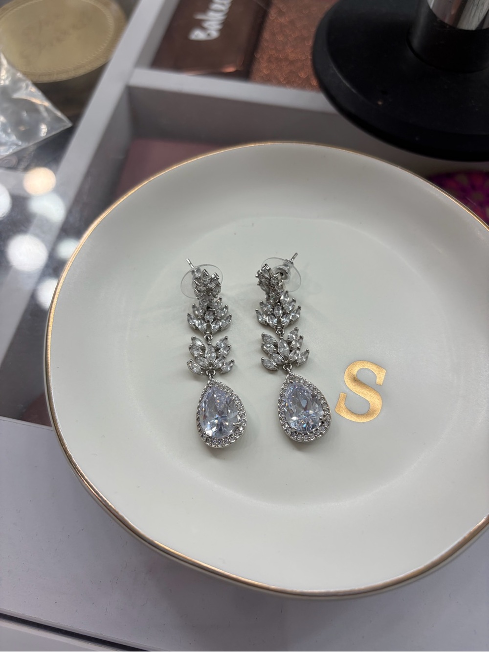 Long crystal earrings